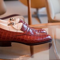 New Handmade Mens Loafers Croccodile Texture Leather Moccasin Formal Dress Shoes - Thumbnail 1