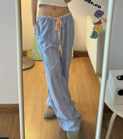 RETRO STRIPED WIDE LEG PANTS