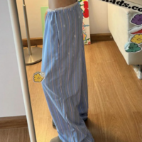 RETRO STRIPED WIDE LEG PANTS - Thumbnail 1