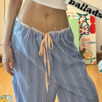 RETRO STRIPED WIDE LEG PANTS - Thumbnail 2