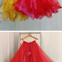 Yellow High Low Tulle Skirt, Ruffle Tulle Tutu Skirt Outfit , Plus Size Holiday Tulle Skirt  - Thumbnail 2