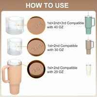 Ice Cube Tray for Stanley Cup, Silicone Ice Cube Maker With Lid for 30-40oz Tumbler, for Chilling Whiskey, Cocktails, Drinks, Coffee - Thumbnail 1