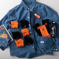 4pairs Orange Embroidered Socks - Thumbnail 2