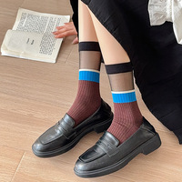 3pairs Retro Floral Stripe Stitching Socks - Thumbnail 3