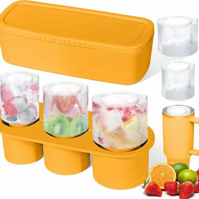 Ice cube tray for stanley cup, silicone ice cube maker with lid for 30-40oz tumbler, for chilling whiskey, cocktails, drinks, 