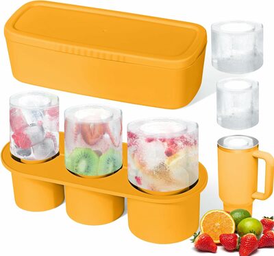 Ice Cube Tray for Stanley Cup, Silicone Ice Cube Maker With Lid for 30-40oz Tumbler, for Chilling Whiskey, Cocktails, Drinks, 