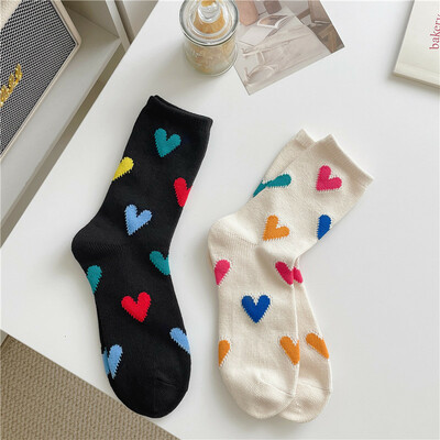 2pairs love hearts cotton socks