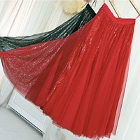 Black Sequin Skirt Outfit,  Sparkle Tulle Skirt,  Plus Size Tulle Maxi Skirt,  Sequined Party Skirt - Thumbnail 7