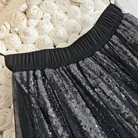 Black Sequin Skirt Outfit,  Sparkle Tulle Skirt,  Plus Size Tulle Maxi Skirt,  Sequined Party Skirt - Thumbnail 1