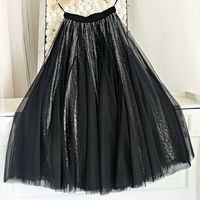 Black Sequin Skirt Outfit,  Sparkle Tulle Skirt,  Plus Size Tulle Maxi Skirt,  Sequined Party Skirt - Thumbnail 10