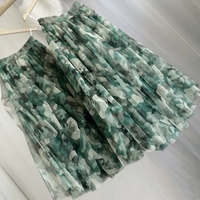 Green Army Skirt, Women High Waisted Tulle Maxi Skirt , Military Pattern Tulle Skirt Holiday Outfit - Thumbnail 7
