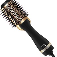 2-in-1 Titanium Hot Air Blow Hair Dryer Brush in One with Oval Barrel Hair Styler for Smooth Frizz-Free Results for all hair types - Thumbnail 1