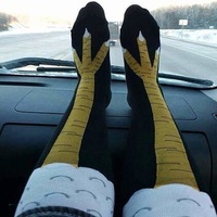 Chicken Feet Socks Day Creative In tube socks Ostrich Pattern Gym Funny Male Calf Thin Stockings - Thumbnail 2
