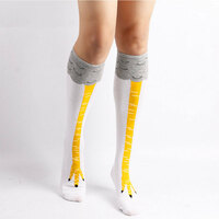 Chicken Feet Socks Day Creative In tube socks Ostrich Pattern Gym Funny Male Calf Thin Stockings - Thumbnail 3