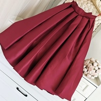 BLACK A-line Satin Skirt Outfit , Women Custom Plus Size Pleated Skirt , A-line Holiday Party Skirt with Pockets - Thumbnail 5