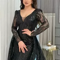 Black Mother Of The Bride/ Groom Dresses Prom Dress Chiffon Pants Formal Wedding Guest Gowns  - Thumbnail 1