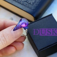 Gothic raven skull ring, modern gothic ring, iridescent ring, aurora borealis ring, dusk, midnight - Thumbnail 4