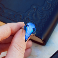 Gothic raven skull ring, modern gothic ring, iridescent ring, aurora borealis ring, dusk, midnight - Thumbnail 7