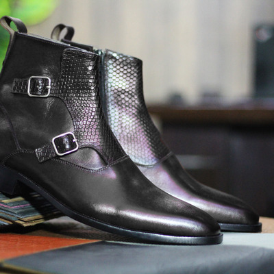 Handmade brown leather suede loafer tussle shoes, men's casual shoes - Thumbnail 1