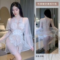 Sexy Perspective jumpsuit Perspective Lace Floating FlowerFun Underwear Set - Thumbnail 4