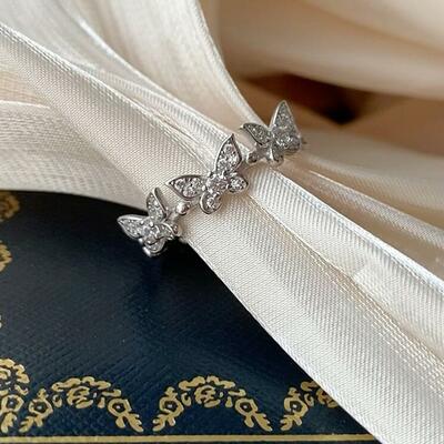 Butterfly diamond open ring