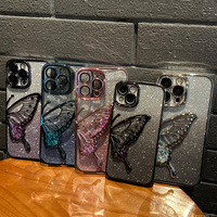 Glitter Butterfly Graphic Phone Case For IPhone 14/13/15/12 Pro Max - Thumbnail 4