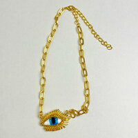 Vintage Solid Golden Evil Eye Necklace  - Thumbnail 4
