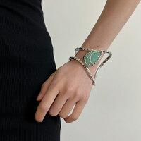 Vintage Wrapped Gem Bangle Bracelet - Thumbnail 1