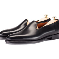 Black Moccasin Loafer Slip Ons Premium Leather Handmade Men Classical Shoes - Thumbnail 4