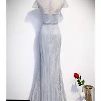 Elegant shiny mermaid Mother Of The Bride Dresses Beads Appliqued Lace Evening Dress Mother of Bride/Groom Dress - Thumbnail 3