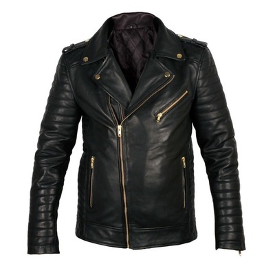 Black biker leather jacket for mens, mens fashion leather jacket - Thumbnail 4
