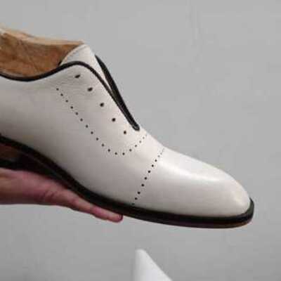 White oxford black sole cap toe genuine leather classical handmade men shoes