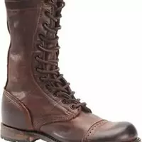 Men's Antique Brown Military Style Boots Ankle Cap Toe round toe Biker Boot - Thumbnail 1