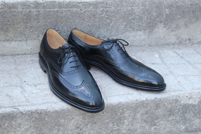 Crafted Leather Classic Men Black Calf Leather Wingtip Oxford Lace up Dress Shoes