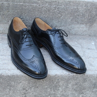 Crafted Leather Classic Men Black Calf Leather Wingtip Oxford Lace up Dress Shoes - Thumbnail 4