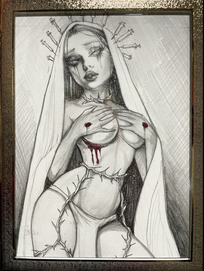 ‘Holy Lance’ framed original sketch 
