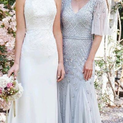 Blue sheath mother of birde/ groom dress beading crystals evening dress