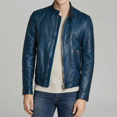 New Men Quilted Leather Jacket 100% Genuine Lambskin Biker Bomber