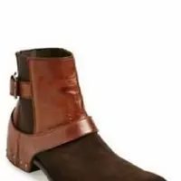 New Handmade Pure Leather Black Tan Brown Zip Shoes For Men's - Thumbnail 1