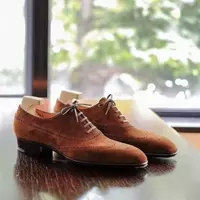 Men Handmade Lace Loafers Brown Suede Leather Formal Casual Wear Dress Shoes - Thumbnail 4