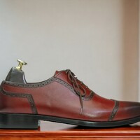 Handmade Men's Burgundy Leather Shoes ,Lace up Dress Shoes - Thumbnail 2