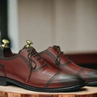 Handmade Men's Burgundy Leather Shoes ,Lace up Dress Shoes - Thumbnail 3