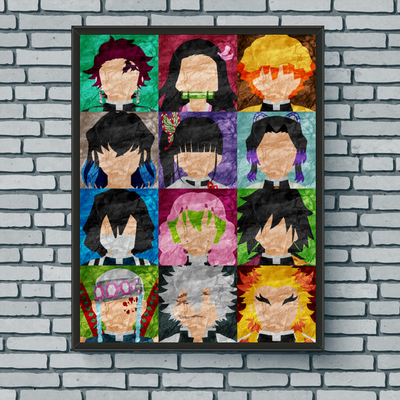 Collage art print - demon slayer