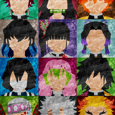 Collage art print - demon slayer