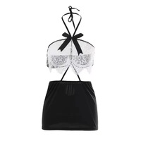 Sexy Revealing Deep V Suspender Lace Nightdress - Thumbnail 5