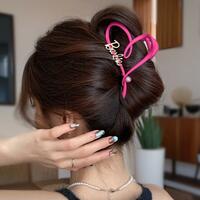 4.3 Inch Bar bie Heart Hair Claw Clips - Thumbnail 2