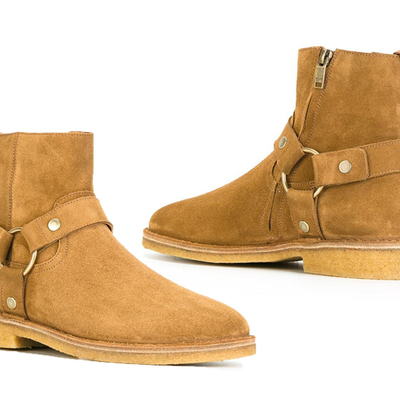 Handmade jodhpurs suede leather suede boots shoes men, men crape sole ankle boot - Thumbnail 4