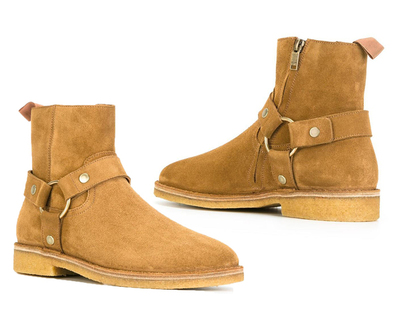 Handmade Jodhpurs Suede Leather Suede Boots Shoes Men, Men Crape Sole Ankle Boot