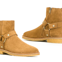 Handmade Jodhpurs Suede Leather Suede Boots Shoes Men, Men Crape Sole Ankle Boot - Thumbnail 1