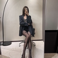 Sexy Thin Flocked Butterfly Stockings Nightclub Pantyhose - Thumbnail 1